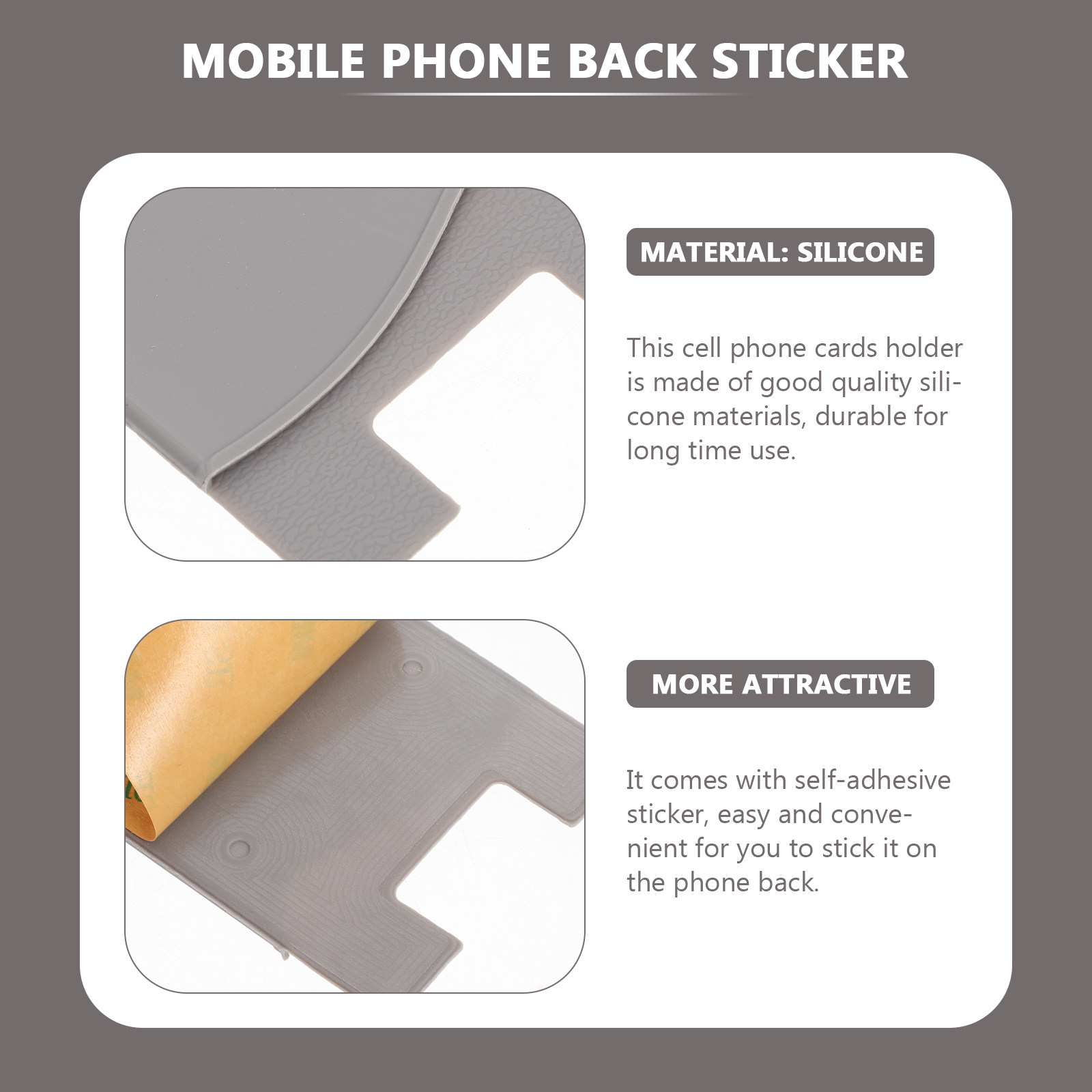 Back Cover Adhesive - 3 قطع حافظة بطاقات فردية لاصقة