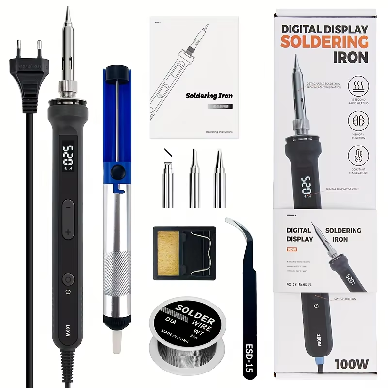 Electronics Repair Kit With Soldering Iron - طقم مكواة لحام رقمية 100 واط
