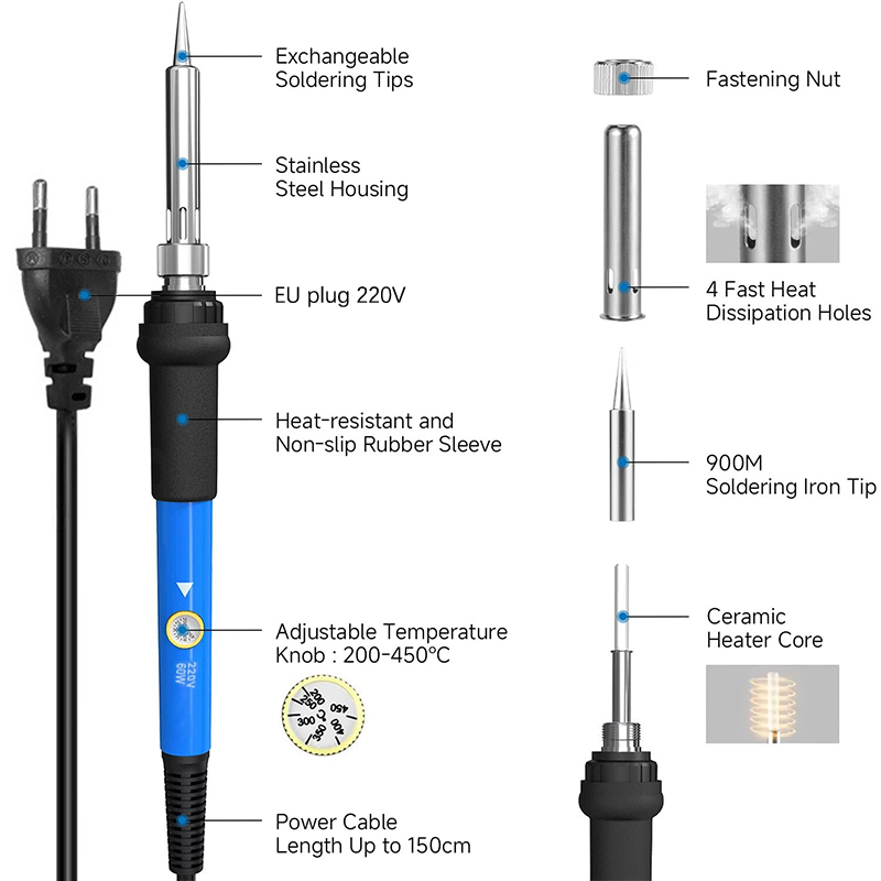 مجموعة أدوات لحام كهربائية قاب - مراجعة Electronics Repair Kit With Soldering Iron وسعره