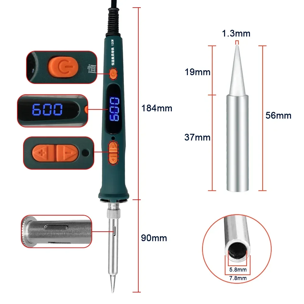 120 واط/150 واط الرقمية الكهرب - مراجعة Electronics Repair Kit With Soldering Iron وسعره