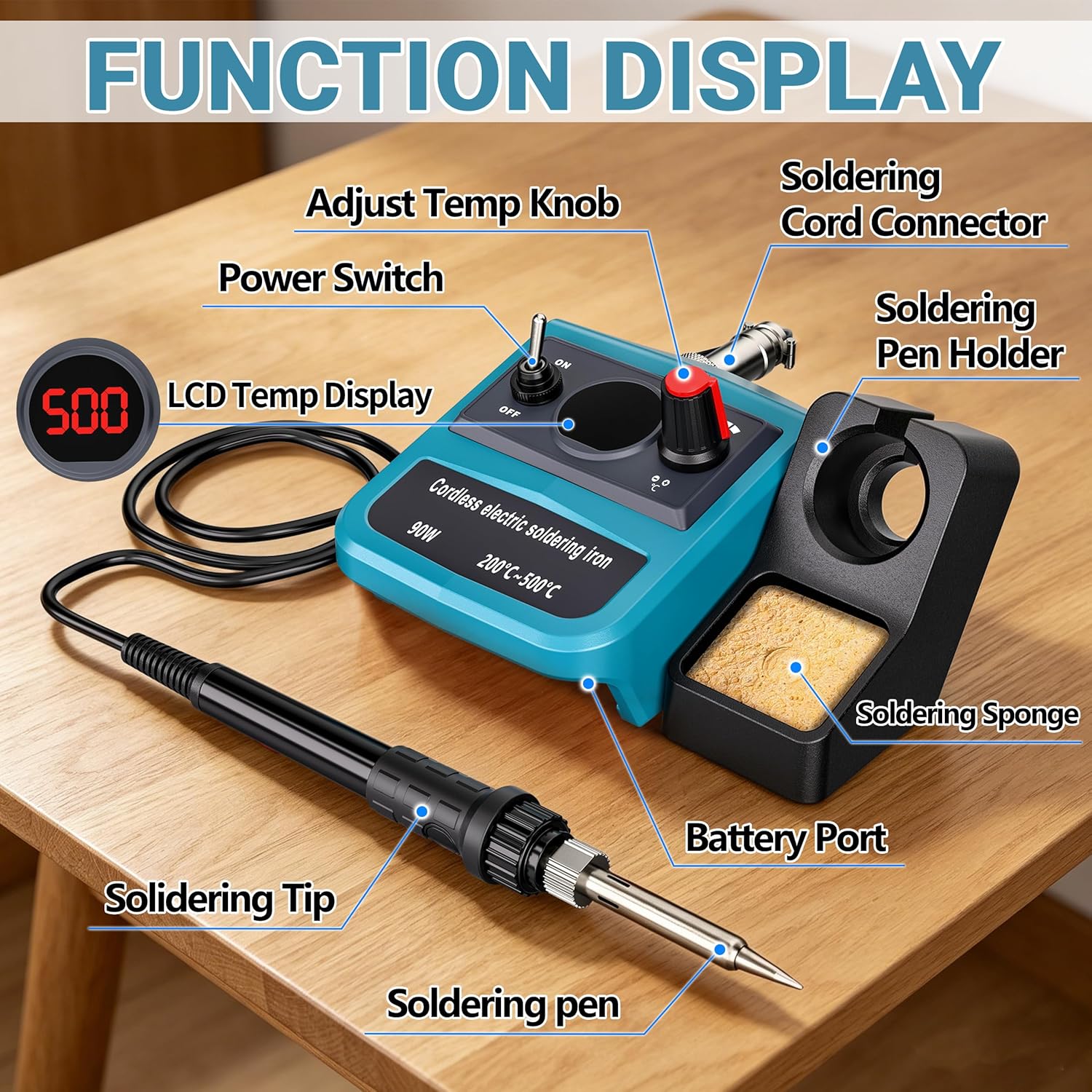 طقم لحام رقمي لاسلكي بقوة 90 و - مراجعة Electronics Repair Kit With Soldering Iron وسعره